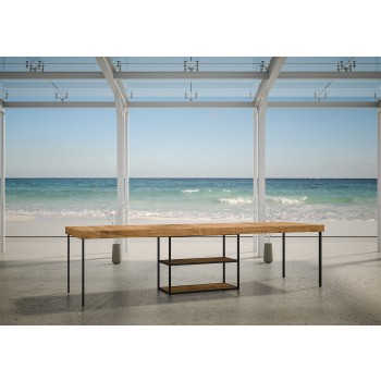 Console Plano avec structure anthracite - Console extensible 90x40/300 cm Plano Premium Chêne Naturel avec structure anthracite