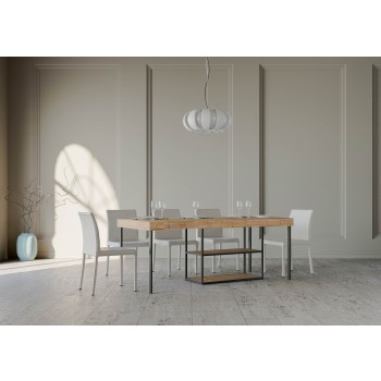 Console Plano avec structure anthracite - Console extensible 90x40/300 cm Plano Premium Chêne Naturel avec structure anthracite