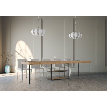 Console Plano avec structure anthracite - Console extensible 90x40/300 cm Plano Premium Chêne Naturel avec structure anthracite