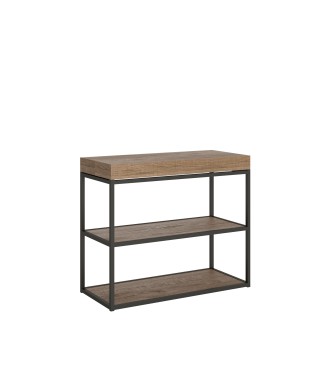 Console Plano avec structure anthracite - Console extensible 90x40/300 cm Plano Premium Chêne Naturel avec structure anthracite