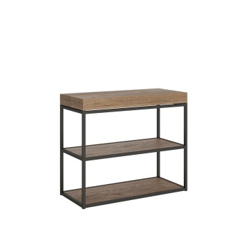 Console Plano avec structure anthracite - Console extensible 90x40/300 cm Plano Premium Chêne Naturel avec structure anthracite