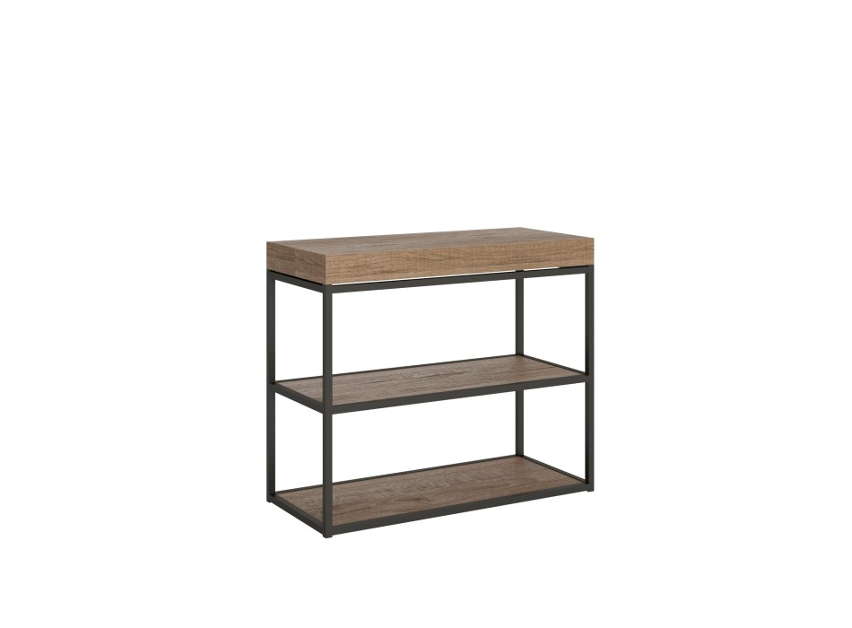 Console Plano avec structure anthracite - Console extensible 90x40/300 cm Plano Premium Chêne Naturel avec structure anthracite