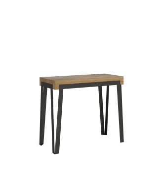Console Rio avec structure anthracite - Console extensible 90x40/196 cm Rio Small Premium Chêne Naturel avec structure anthracite