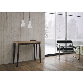 Console Rio avec structure anthracite - 90x40/300 cm Console extensible Rio Premium en chêne naturel avec structure anthracite