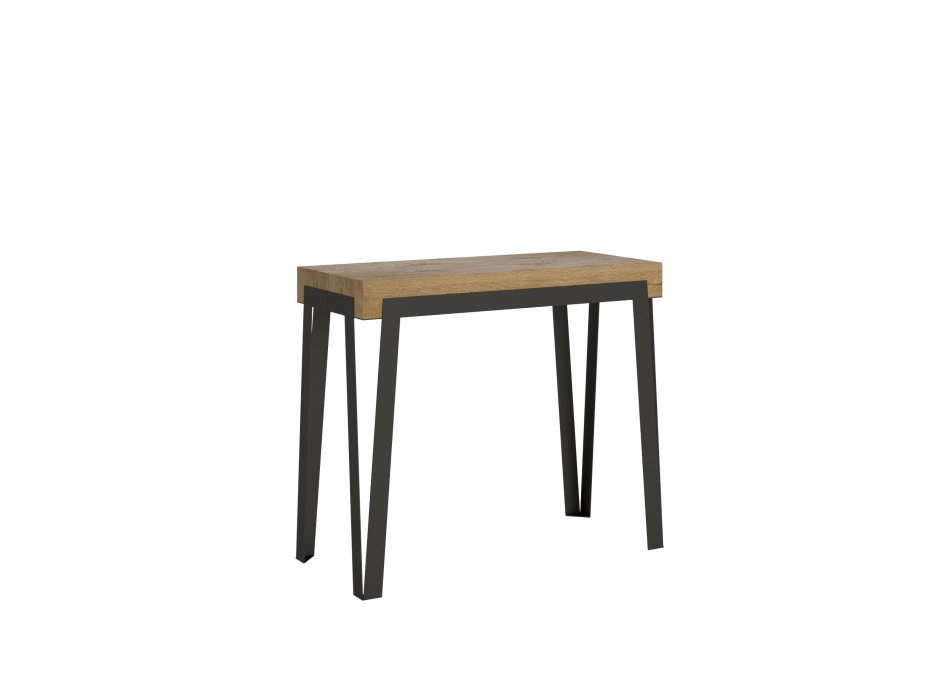 Console Rio avec structure anthracite - 90x40/300 cm Console extensible Rio en chêne naturel avec structure anthracite
