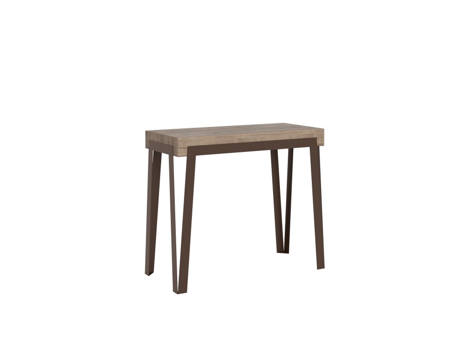 Console Rio avec cadre rouille - Console extensible 90x40/196 cm Rio Small Premium Chêne Naturel avec cadre rouille