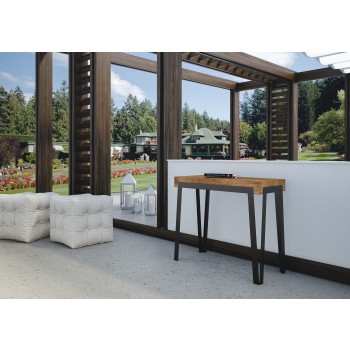 Console Rio avec structure en rouille - 90x40/300 cm Console extensible Rio Premium avec structure en chêne naturel et rouille