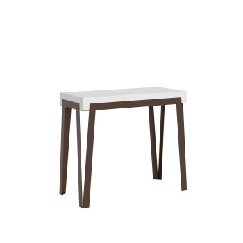 Console Rio avec structure en rouille - 90x40/300 cm Console extensible Rio Premium avec structure en chêne naturel et rouille