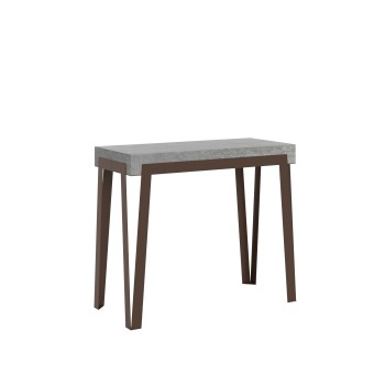 Console Rio avec structure en rouille - 90x40/300 cm Console extensible Rio Premium avec structure en chêne naturel et rouille