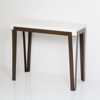 Console Rio avec cadre rouille - Console extensible 90x40/300 cm Chêne Rio Nature avec cadre rouille