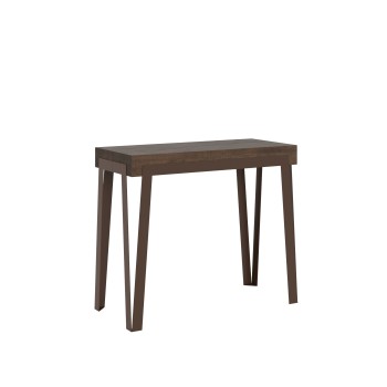 Console Rio avec cadre rouille - Console extensible 90x40/300 cm Chêne Rio Nature avec cadre rouille