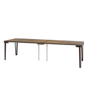 Console Rio avec cadre rouille - Console extensible 90x40/300 cm Chêne Rio Nature avec cadre rouille