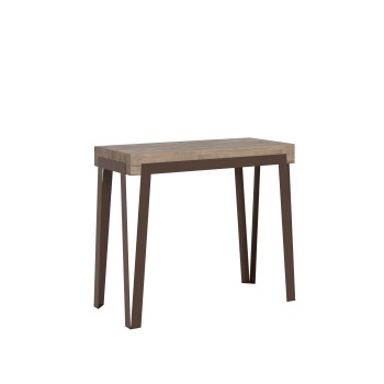 Console Rio avec cadre rouille - Console extensible 90x40/300 cm Chêne Rio Nature avec cadre rouille