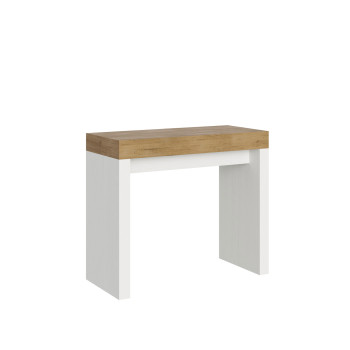 Console Roxell - Console extensible 90x40/300 cm Roxell Frêne blanc
