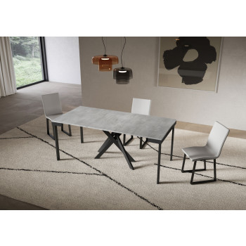 Console extensible Saki Evolution 90x40/196 cm avec pieds et structure en frêne blanc et pieds en anthracite