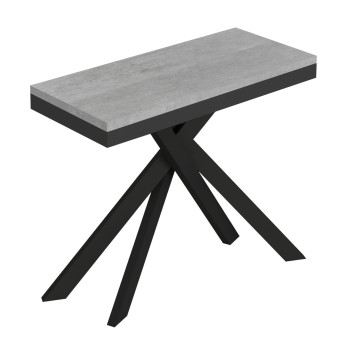 Console extensible Saki Evolution 90x40/196 cm avec pieds et structure en frêne blanc et pieds en anthracite