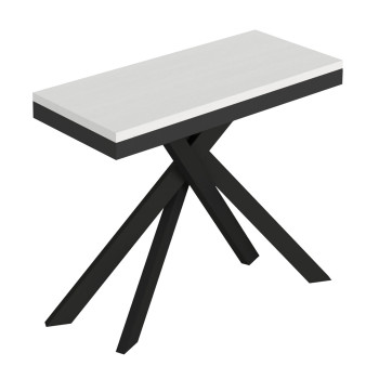 Console extensible Saki Evolution 90x40/196 cm avec pieds et structure en frêne blanc et pieds en anthracite
