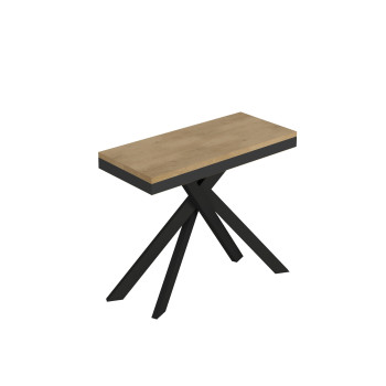 Console extensible Saki Evolution 90x40/196 cm avec pieds et structure en frêne blanc et pieds en anthracite