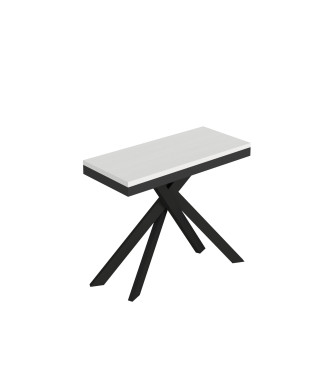 Console extensible Saki Evolution 90x40/196 cm avec pieds et structure en frêne blanc et pieds en anthracite