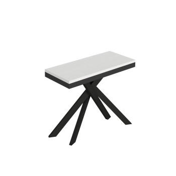 Console extensible Saki Evolution 90x40/196 cm avec pieds et structure en frêne blanc et pieds en anthracite