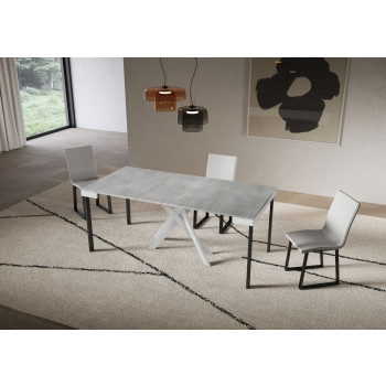 Console Saki Evolution pieds et structure blancs - Console extensible 90x40/196 cm Saki Small Evolution frêne blanc pieds blancs