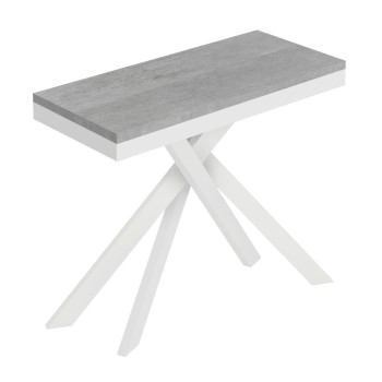 Console Saki Evolution pieds et structure blancs - Console extensible 90x40/196 cm Saki Small Evolution frêne blanc pieds blancs