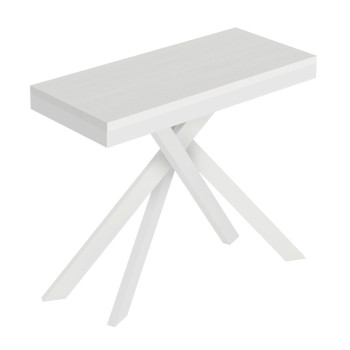 Console Saki Evolution pieds et structure blancs - Console extensible 90x40/196 cm Saki Small Evolution frêne blanc pieds blancs