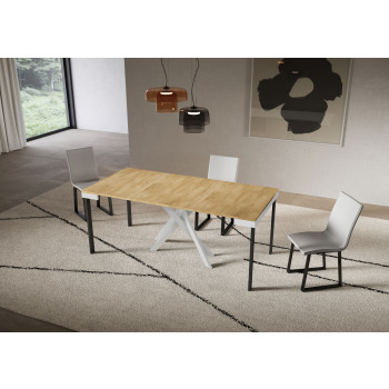 Console Saki Evolution pieds et structure blancs - Console extensible 90x40/196 cm Saki Small Evolution frêne blanc pieds blancs