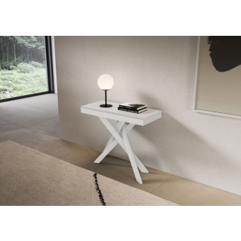 Console Saki Evolution pieds et structure blancs - Console extensible 90x40/300 cm Saki Evolution frêne blanc pieds blancs