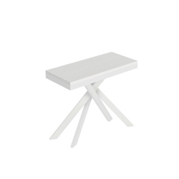 Console Saki Evolution pieds et structure blancs - Console extensible 90x40/300 cm Saki Evolution frêne blanc pieds blancs