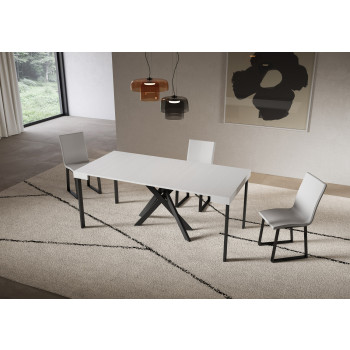 Console Saki pieds anthracite - Saki Petite console extensible en cachemire 90x40/196 cm pieds anthracite