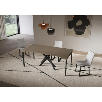 Console Saki pieds anthracite - Saki Petite console extensible en cachemire 90x40/196 cm pieds anthracite