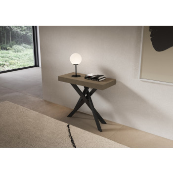 Console Saki pieds anthracite - Console extensible Saki cachemire 90x40/300 cm pieds anthracite