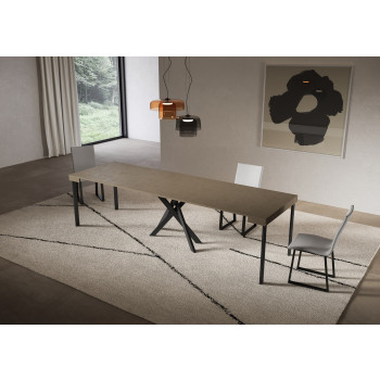 Console Saki pieds anthracite - Console extensible Saki cachemire 90x40/300 cm pieds anthracite
