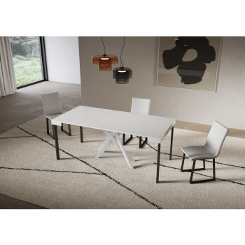 Console Saki pieds blancs - Console extensible 90x40/196 cm Saki Small cachemire pieds blancs