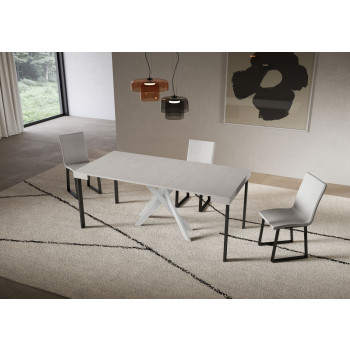 Console Saki pieds blancs - Console extensible 90x40/196 cm Saki Small cachemire pieds blancs