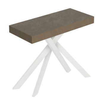 Console Saki pieds blancs - Console extensible 90x40/300 cm Saki cachemire pieds blancs