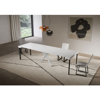 Console Saki pieds blancs - Console extensible 90x40/300 cm Saki cachemire pieds blancs