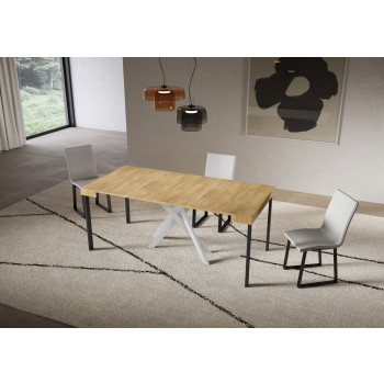 Console Saki pieds blancs - Console extensible 90x40/300 cm Saki cachemire pieds blancs