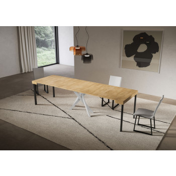 Console Saki pieds blancs - Console extensible 90x40/300 cm Saki cachemire pieds blancs