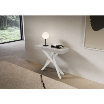 Console Saki pieds blancs - Console extensible 90x40/300 cm Saki cachemire pieds blancs