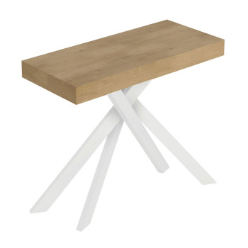 Console Saki pieds blancs - Console extensible 90x40/300 cm Saki cachemire pieds blancs