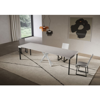 Console Saki pieds blancs - Console extensible 90x40/300 cm Saki cachemire pieds blancs