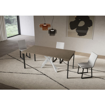 Console Saki pieds blancs - Console extensible 90x40/300 cm Saki cachemire pieds blancs