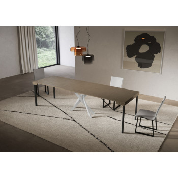 Console Saki pieds blancs - Console extensible 90x40/300 cm Saki cachemire pieds blancs