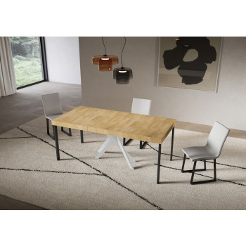 Console Saki Premium avec pieds blancs - Console extensible 90x40/196 cm Saki Small Premium Cachemire avec pieds blancs