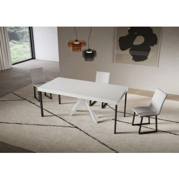 Console Saki Premium avec pieds blancs - Console extensible 90x40/300 cm Saki Premium Cachemire avec pieds blancs