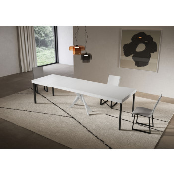 Console Saki Premium avec pieds blancs - Console extensible 90x40/300 cm Saki Premium Cachemire avec pieds blancs