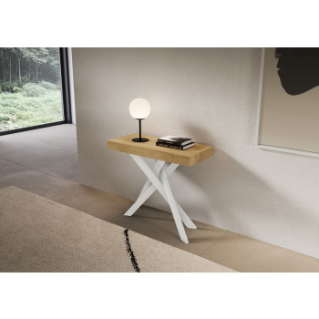 Console Saki Premium avec pieds blancs - Console extensible 90x40/300 cm Saki Premium Cachemire avec pieds blancs