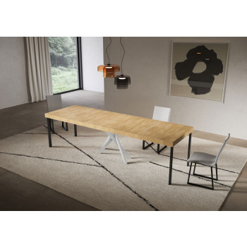 Console Saki Premium avec pieds blancs - Console extensible 90x40/300 cm Saki Premium Cachemire avec pieds blancs